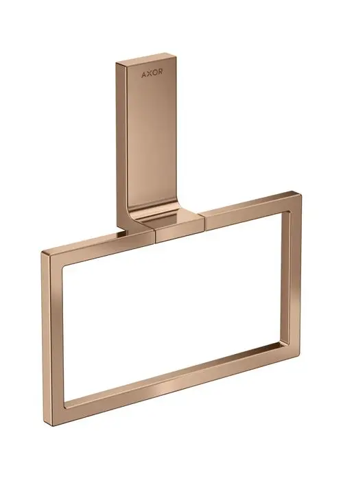 Handtuchring in rechteckiger Form, aus poliertem Rotgold, mit klaren Linien, präsentiert von der Marke AXOR. Ideal für moderne Badezimmer.